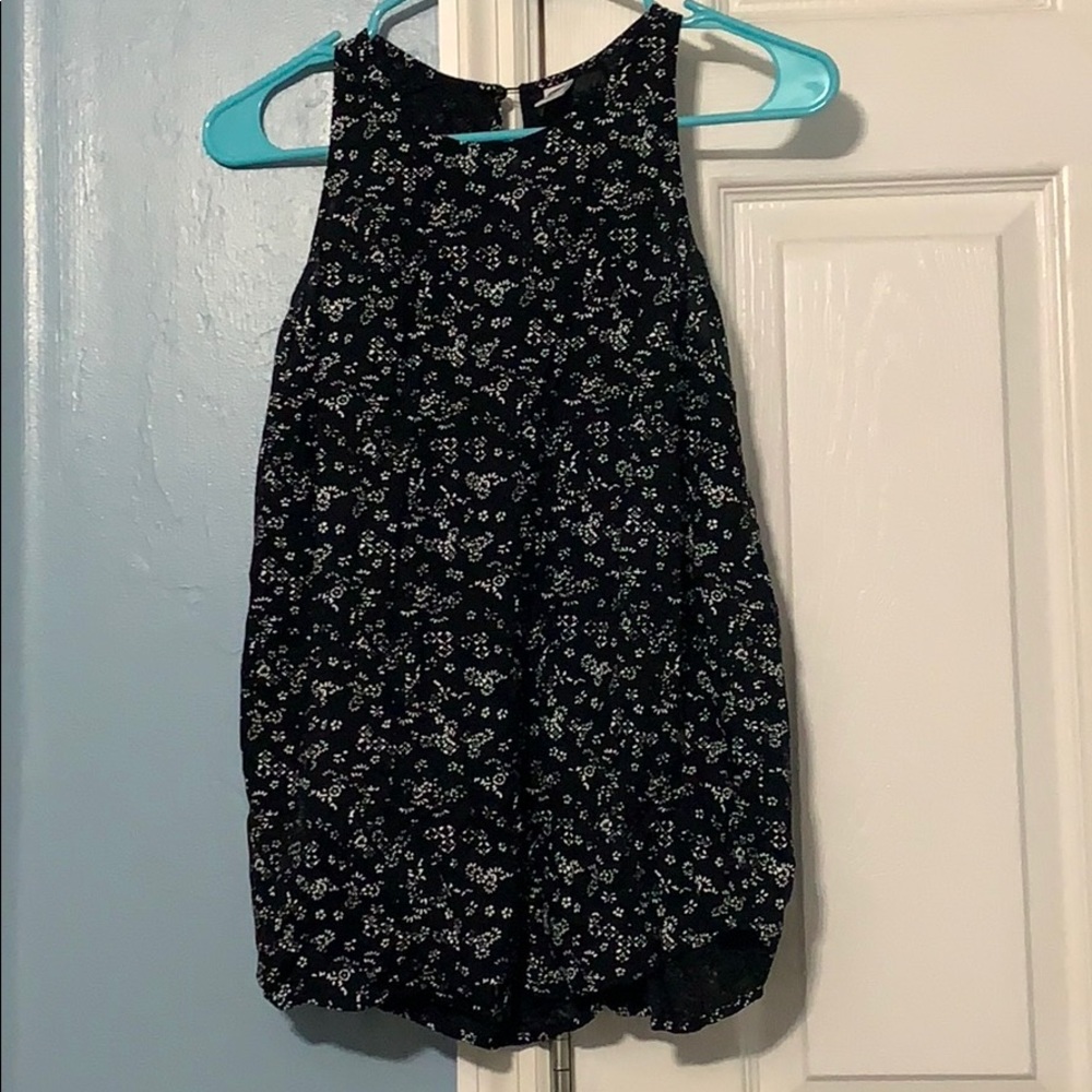 Black and white flowered tank top